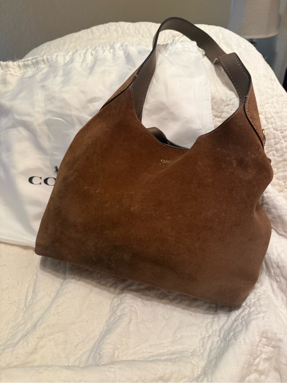 COACH Brooklyn 28 Tobacco Suede Shoulder Bag - Picture 2 of 6